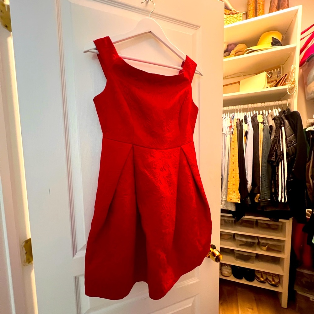 Francesca’s red cocktail dress